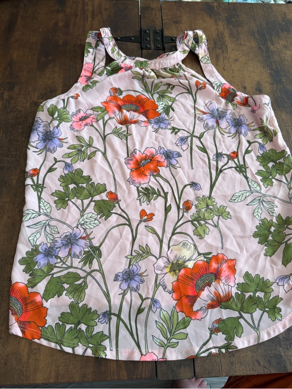 Express Pink Floral Halter Camisole with Orange and Lavender Blooms